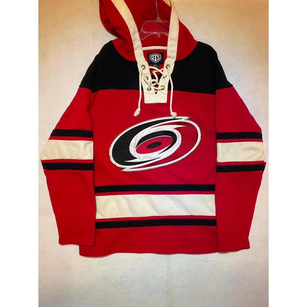 OTS NHL Carolina Hurricanes Lacer Hoodie Mens Small Red Black Hockey Jersey